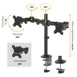88961 Bracci porta monitor Reflex Series - doppio - 55x11