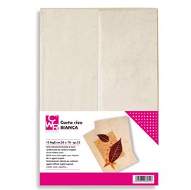 89145 Carta riso - 50 x 70 cm - 25 g - bianco - CWR - conf. 10 fogli