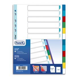 89340 Divisori Neutri a 12 tacche - PP - A4 - colori assortiti - Favorit