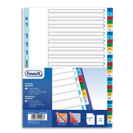 89343 Divisori numerici 31 tacche - A4 - PP - colori assortiti - Favorit