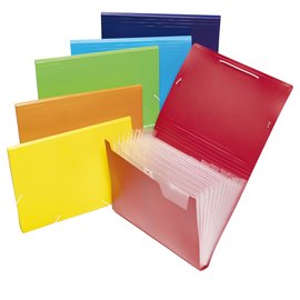 Portadocumenti a soffietto - 12 tasche - A4 - PP - colori assortiti - Colorosa