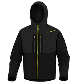 89929 Giacca Softshell Horten - tessuto Softshell/poliestere/elastan - con cappuccio - taglia M - nero/giallo - Deltaplus