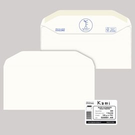 Busta Kami Gommata - senza finestra - 11 x 23 cm - 100 gr - carta riciclata FSC - bianco - Pigna Envelopes - conf. 500 pezzi