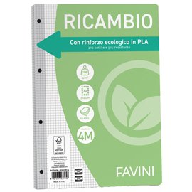 90738 Ricambi c/rinforzo ecologico - A4 - 100 gr - 40 fg - 4 mm - Favini