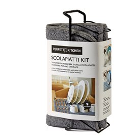 91151 Tappetino scolapiatti con griglia - in microfibra - 9 posti - Perfetto