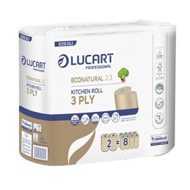 91432 Asciugatutto EcoNatural 2.3 Plastic Free - 200 strappi - Lucart - pacco 2 rotoli