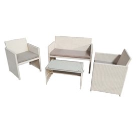 91669 Salotto Valencia - bianco/grigio - Garden Friend - set 4 elementi