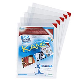 92155 Tasca a L - con retro adesivo - A5 - rosso - Djois - conf. 5 pezzi