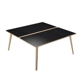 Scrivania Woody a 2 postazioni contrap. - 180 x 166 cm - rovere / nero venato