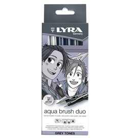 93294 Pennarello Aqua Brush Duo - scala di grigio - Lyra - conf. 6 pezzi