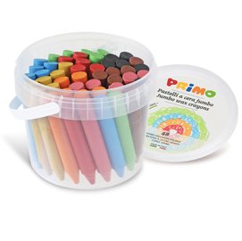 93848 Pastelli a cera Jumbo - Ø 13 mm x 85 mm - 12 colori assortiti - Primo - conf. 48 pezzi