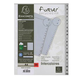 Intercalare alfabetico - PP riciclato - A4 - A-Z - grigio - Exacompta