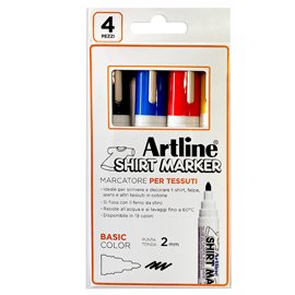94333 Marcatore per tessuto - punta tonda 2.0 mm - colori assortiti - Artline - conf. 4 pezzi