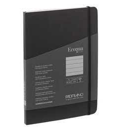 Taccuino Ecoqua Plus - con elastico - rilegatura cucita - A5 - 5 mm - 80 fogli - righe -  nero - Fabriano