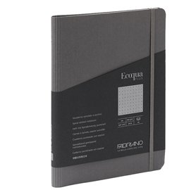 94734 Taccuino Ecoqua Plus - con elastico - spiralato - A5 - 70 fogli - puntinato - antracite - Fabriano
