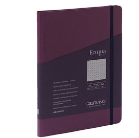 94738 Taccuino Ecoqua Plus - con elastico - spiralato - A5 - 70 fogli - puntinato - vino - Fabriano