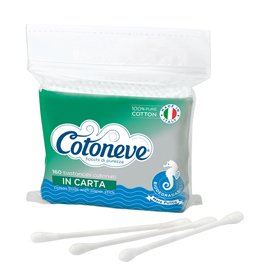 96005 Bastoncini puliorecchie cotonati - carta biodegradabile - Cotoneve - busta da 160 pezzi
