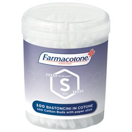 97052 Bastoncini cotonati Silver Asset - in barattolo - Farmacotone - conf. 100 pezzi