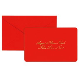 Biglietto natale con busta - 9 x 14 cm - stampa oro - rosso - Rex Sadoch