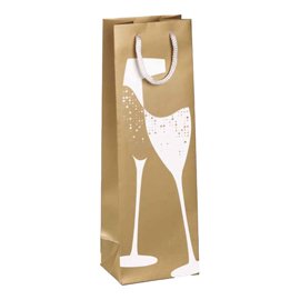 Portabottiglie natale - 37 x 12 x 9 cm - carta patinata - fantasia oro - Rex Sadoch