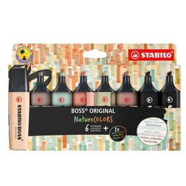 99519 Evidenziatore Boss Original NatureColors - punta a scalpello - tratto 2 - 5 mm - colori assortiti - Stabilo - astuccio 8 pezzi