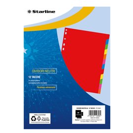 STL5500 Divisori neutri 12 tacche - A4 - PP - colori assortiti - Starline
