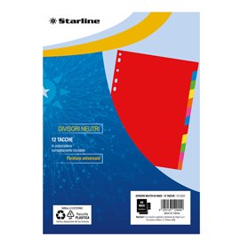 STL5501 Divisori neutri 12 tacche - A4 Maxi - PP - colori assortiti - Starline