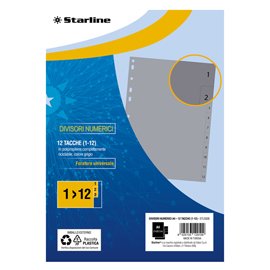 STL5506 Divisori numerici 12 tacche - A4 - PP - grigio - Starline