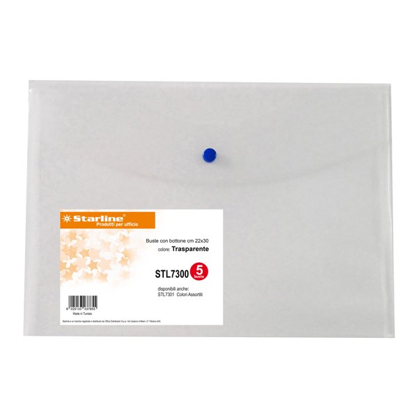 STL7300 Busta con bottone - A4 - PP - trasparente neutro - Starline