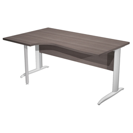Scrivania Compact Sinistro Easy - 160 x 60/80/100 cm - Frassino toscano/grigio alluminio