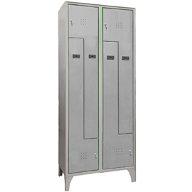 Armadio spogliatoio in metallo salvaspazio - a 4 ante a L - 80 x 50 x 195 cm - grigio - Fasma