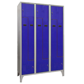 Armadio spogliatoio in metallo salvaspazio - a 6 ante a L - 120 x 50 x 195 cm - grigio/blu - Fasma