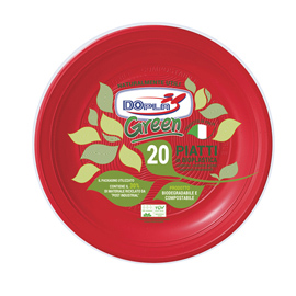 Piatto frutta - compostabile - diametro 17 cm - rosso - Dopla - conf. 20 pezzi