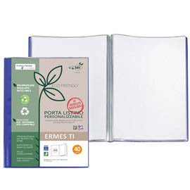 100138 Portalistini personalizzabile Ermes TI - 22 x 30 cm - PP riciclato - 40 buste - blu - Sei Rota
