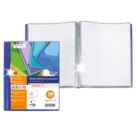 100757 Portalistini Asso TI - personalizzabile - PP liscio - 15 x 21 cm - 20 buste - blu - Sei Rota