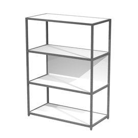 Libreria 4 ripiani Modular - 90 x 44 x 122 cm - struttura metal antracite - bianco