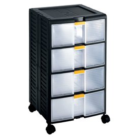 Cassettiera portautensili modulare Store-Age - 4 cassetti - con maniglia e ruote - 39