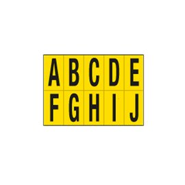 101832 Lettere adesive da A a J - in PVC - 70 x 124 mm - 10 et/fg - 1 foglio - nero/giallo
