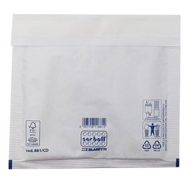 101990 Busta imbottita Sacboll - CD (20 x 22 cm) - carta - bianco - Blasetti - conf. 10 pezzi
