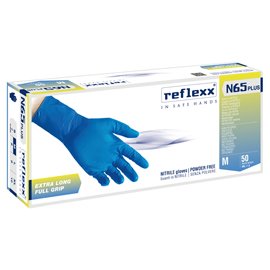 103259 Guanti in nitrile N65 Plus - senza polvere - taglia M - blu - Reflexx - conf. 50 pezzi