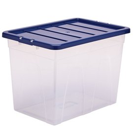 Contenitore multiuso Bankers Box - 38 x 56 x 41 cm - 64 L - PP - con coperchio blu - trasparente - Fellowes