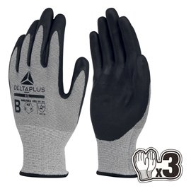 Guanti antitaglio Venicut B07 - maglia econocut - palmo in nitrile - taglia 08 - grigio - Deltaplus - pack 3 paia