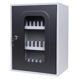 Cassetta portacellulare con anta trasparente - 30 posti - 30 x 23 x 40 cm - grigio - Metalplus