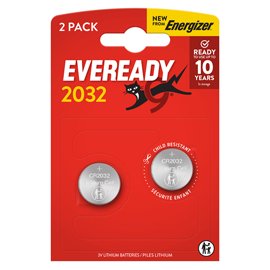 Micropila Eveready Lithium CR2032 - 3V - a pastiglia - litio - Energizer - blister 2 pezzi