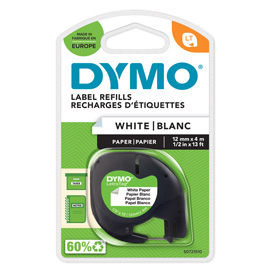 Nastro Letratag  912000 - 12 mm x 4 mt -carta -  bianco - Dymo