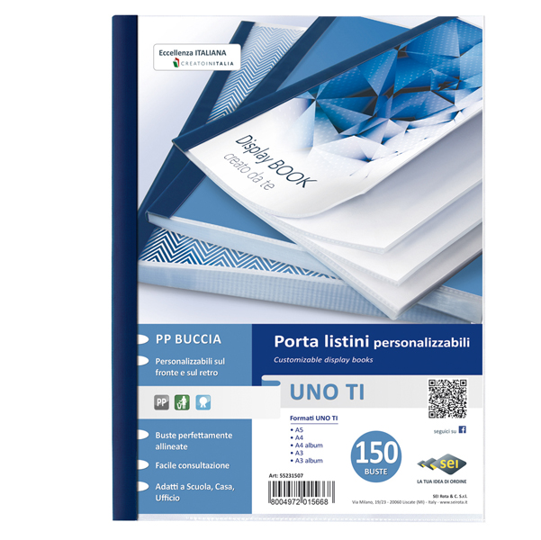 45728 Portalistini personalizzabile Uno TI - 22x30 cm - 150 buste - blu - Sei Rota