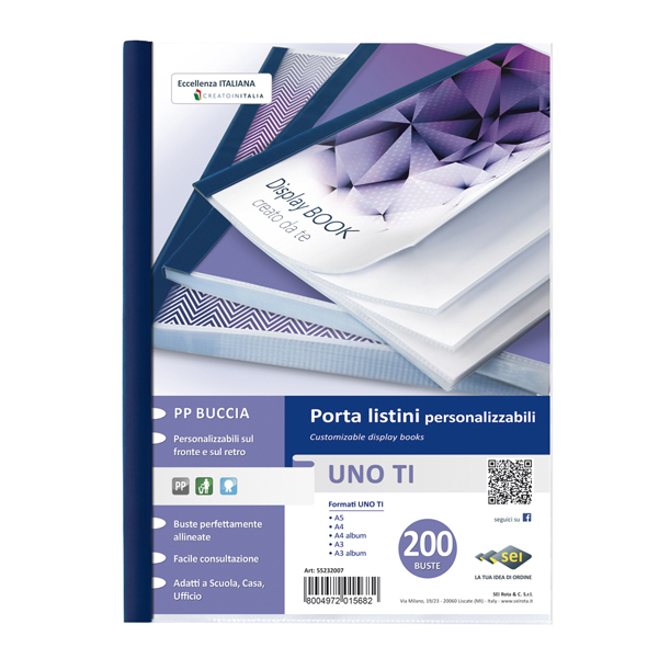 45730 Portalistini personalizzabile Uno TI - 22x30 cm - 200 buste - blu - Sei Rota