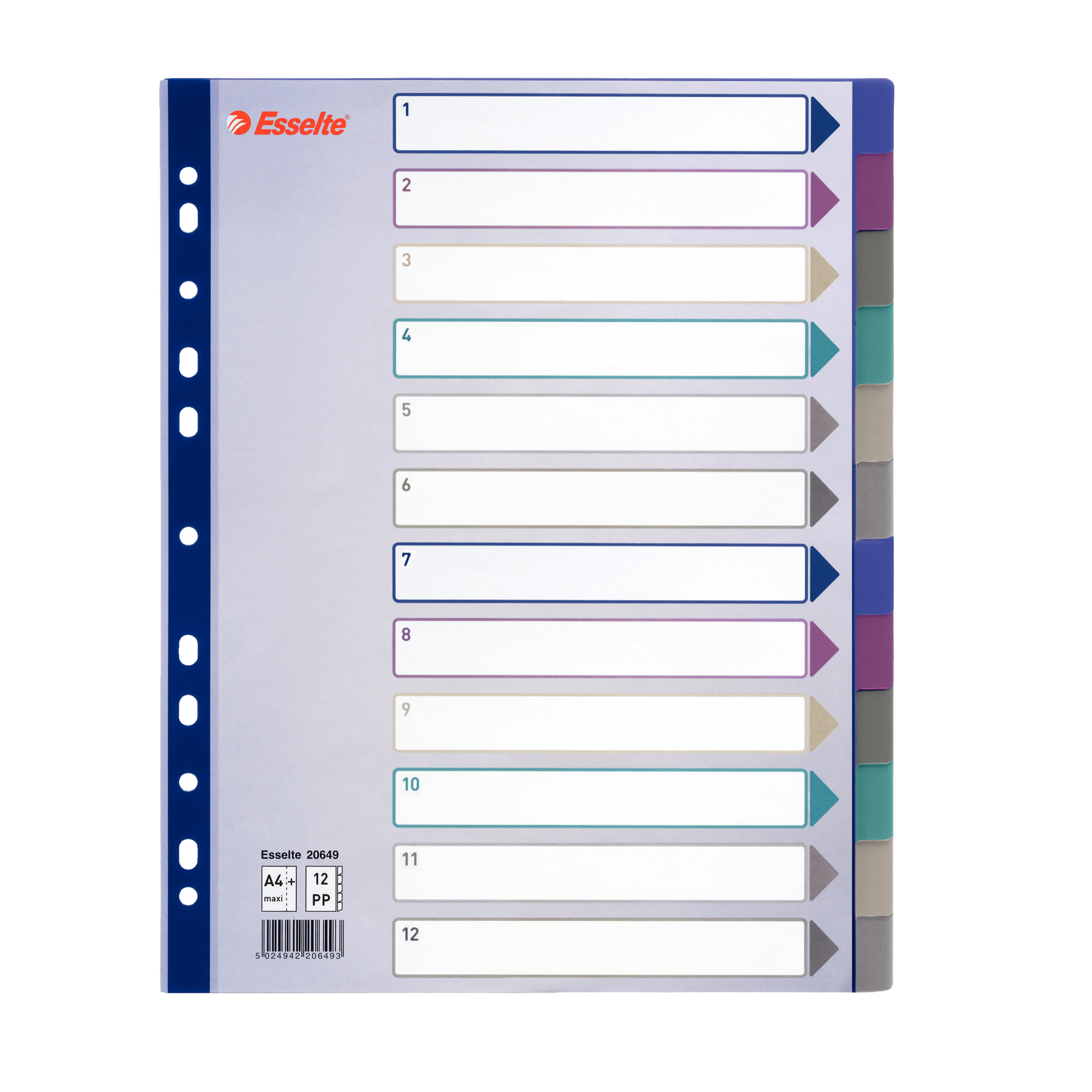 49633 Separatore - 12 tasti - PP traslucido - A4 maxi - 24