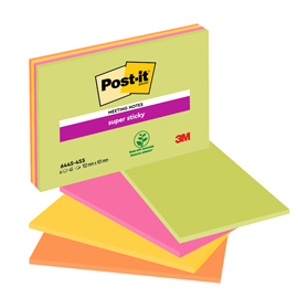 Blocco foglietti Post-it Super Sticky Meeting Notes - 6445-SSP - 152 x 101 mm - rosa/verde neon - 45 fogli - Post-it