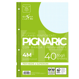Ricambi forati rinforzati Pignaric - A4 - 4mm - 80gr - Pigna - conf. 40 pezzi